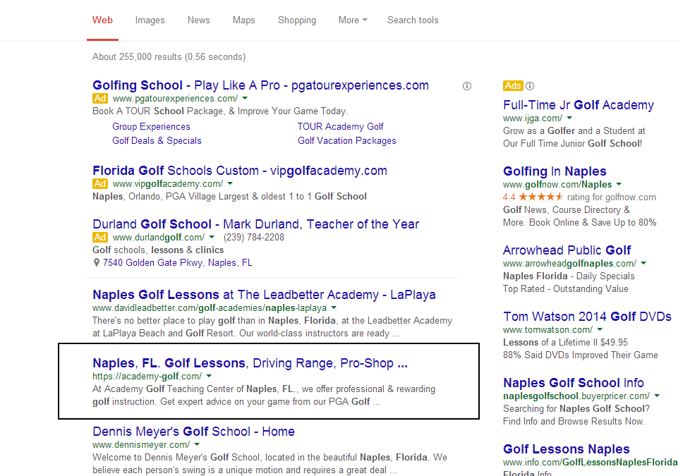 SEO Services for Golf School