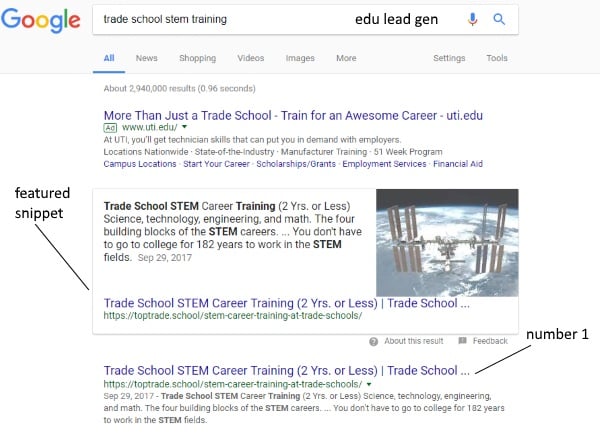 seo featured snippet read by google home