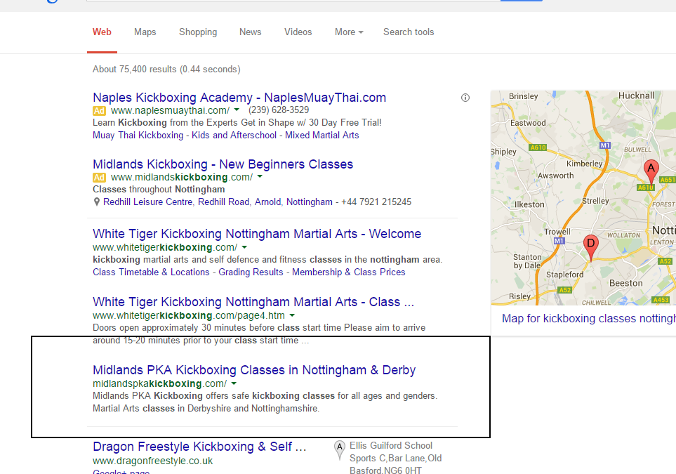 SEO for Kickboxing School in UK