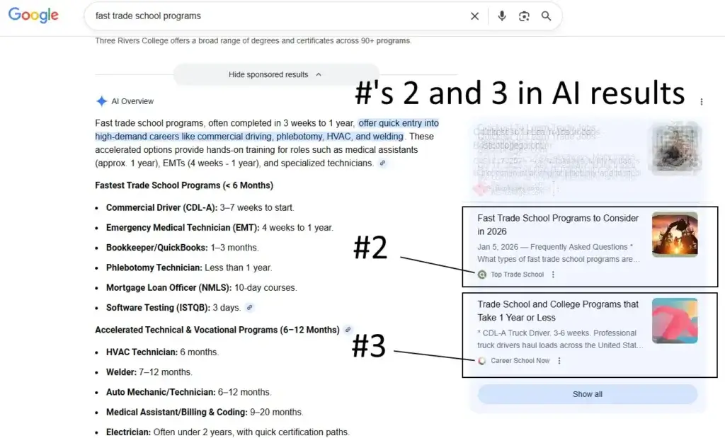 edu lead gen seo ai results