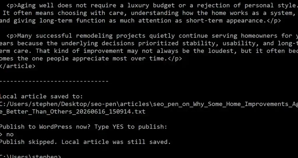 command window ai content production