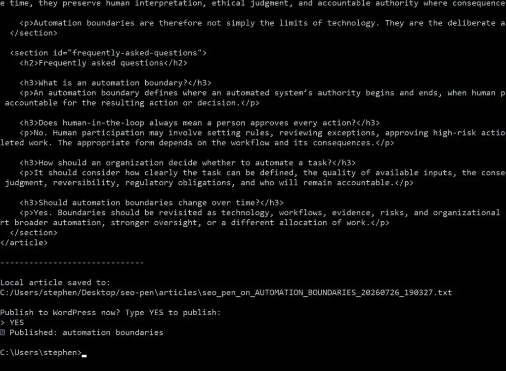 hitl writer code executed in cmd window