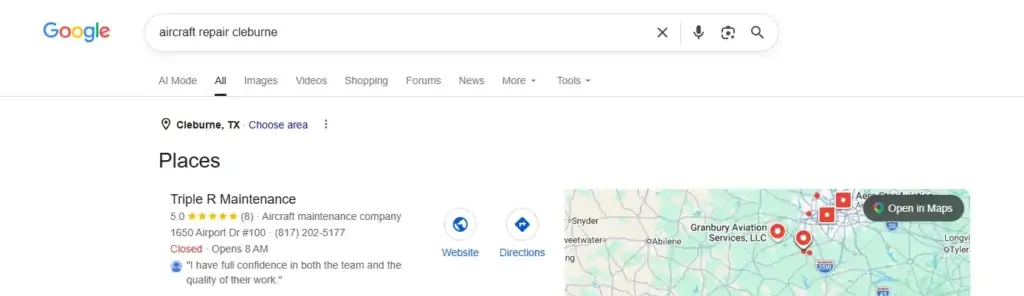 screenshot of good local results